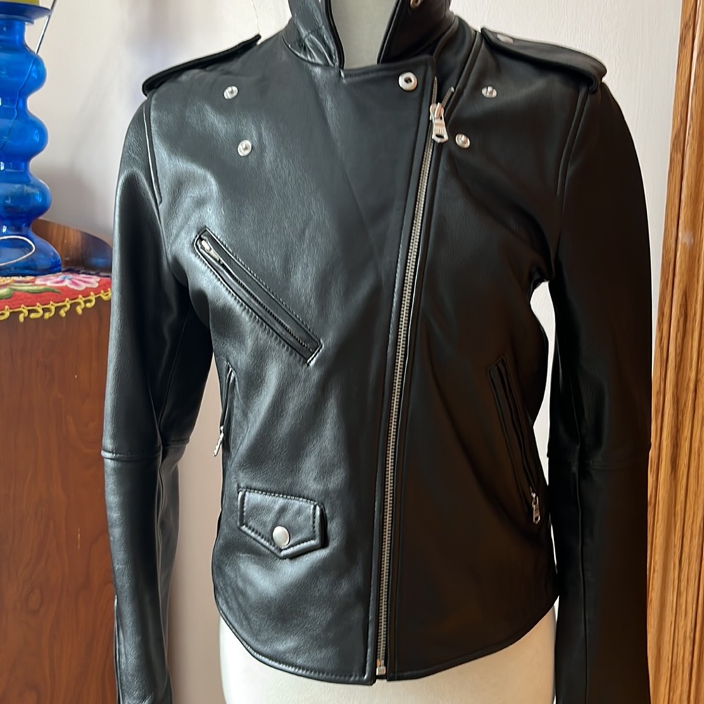 Levi's Black Leather Moto Jacket Womens  Small Biker Chic